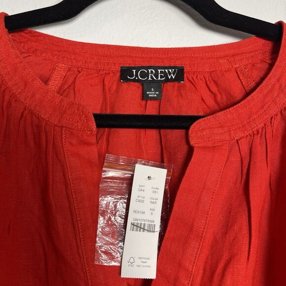 J.CREW Cabana Mini Dress in Linen Size Small Red NEW Beach Preppy Casual CI922 - Picture 5 of 16